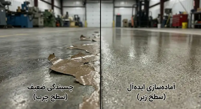 مقایسه چسبندگی اپوکسی در سطح چرب و زبر