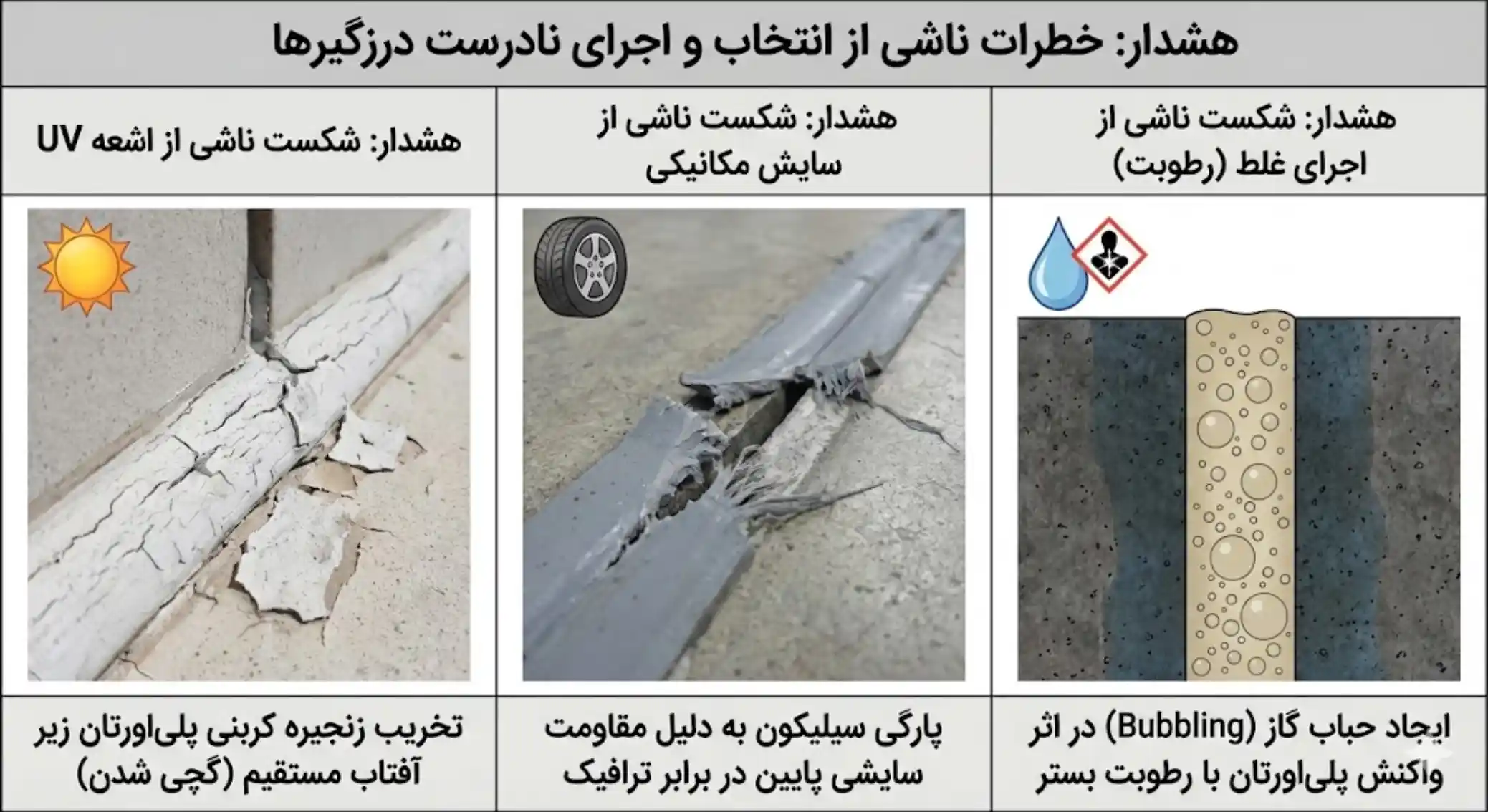 خطرات ناشی از انتخاب و اجرای نادرست درزگیرها